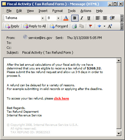 IRS Tax Refund Scam Email