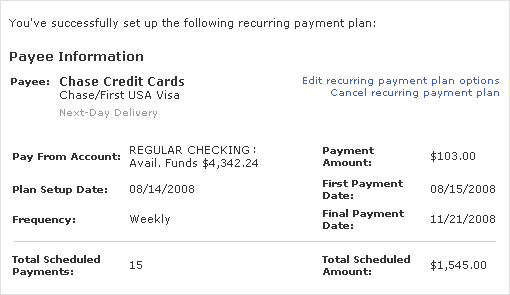 15 Week Payment Plan