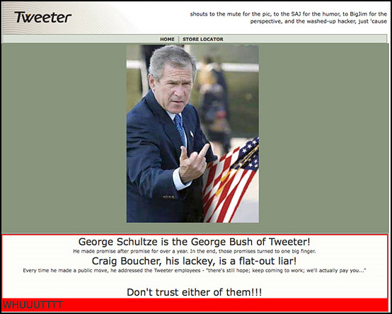 Tweeter's Web Site on the last day.