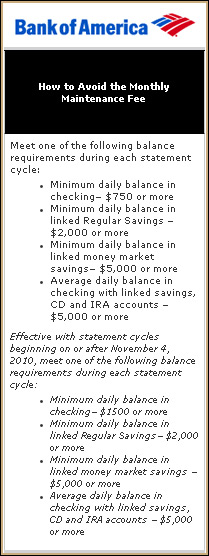 BoA Regular Checking Change of Terms